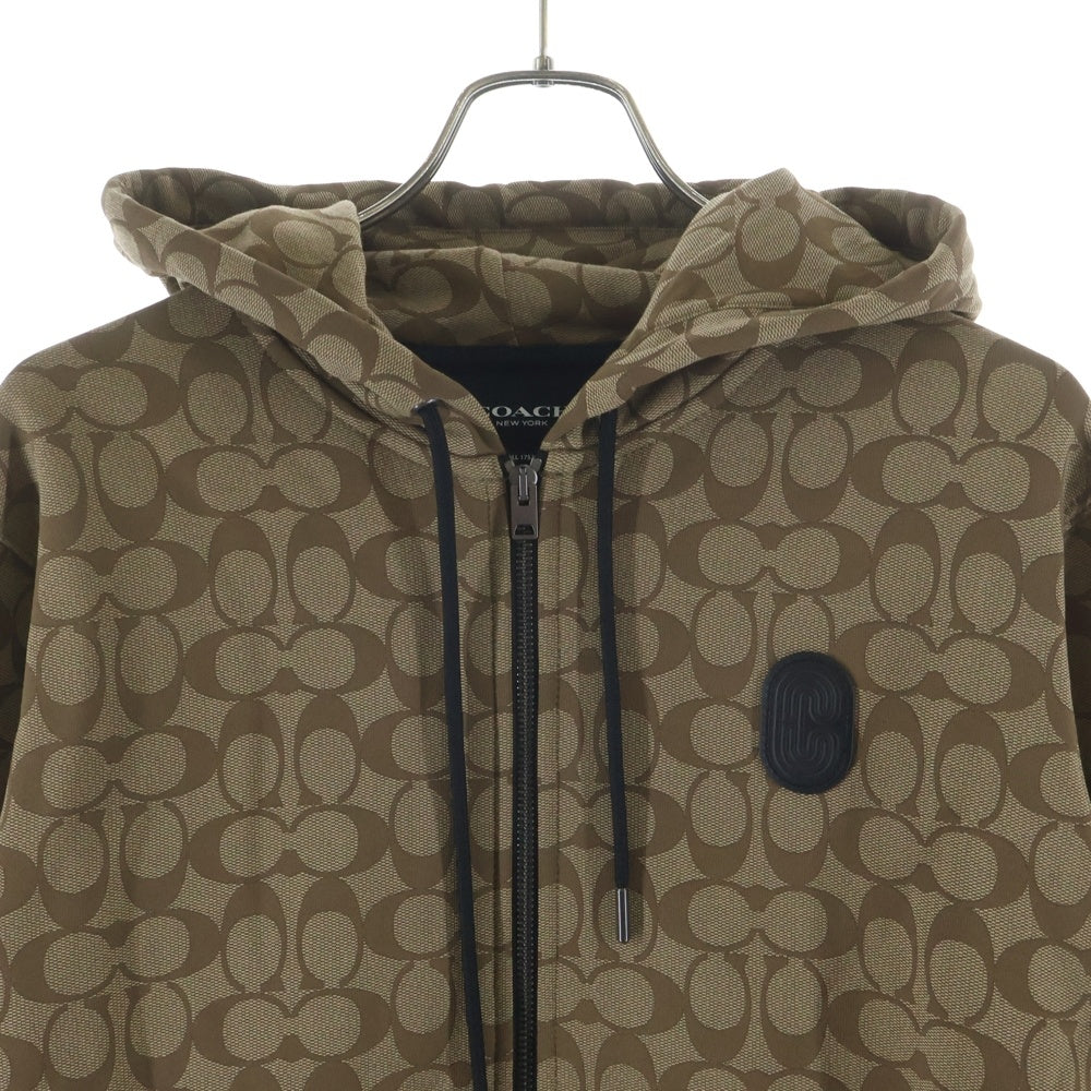 COACH(コーチ) シグネチャー 1Pロゴ ジップアップフーデッドパーカー ベージュ