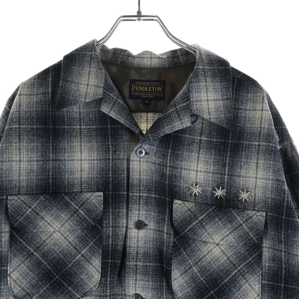 PENDLETON(ペンドルトン) ×GDC Check Shirts ジーディーシー スタッズ フランネルチェック長袖シャツ グレー 5575-2201