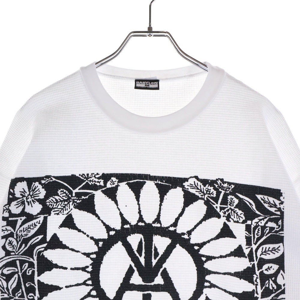 BOUNTY HUNTER(バウンティーハンター) ×BABYLON DARKSIDE THERMAL バビロン ダークサイド フロントプリント 長袖サーマル カットソー ホワイト