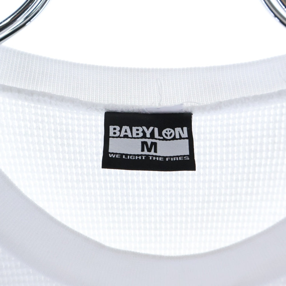 BOUNTY HUNTER(バウンティーハンター) ×BABYLON DARKSIDE THERMAL バビロン ダークサイド フロントプリント 長袖サーマル カットソー ホワイト