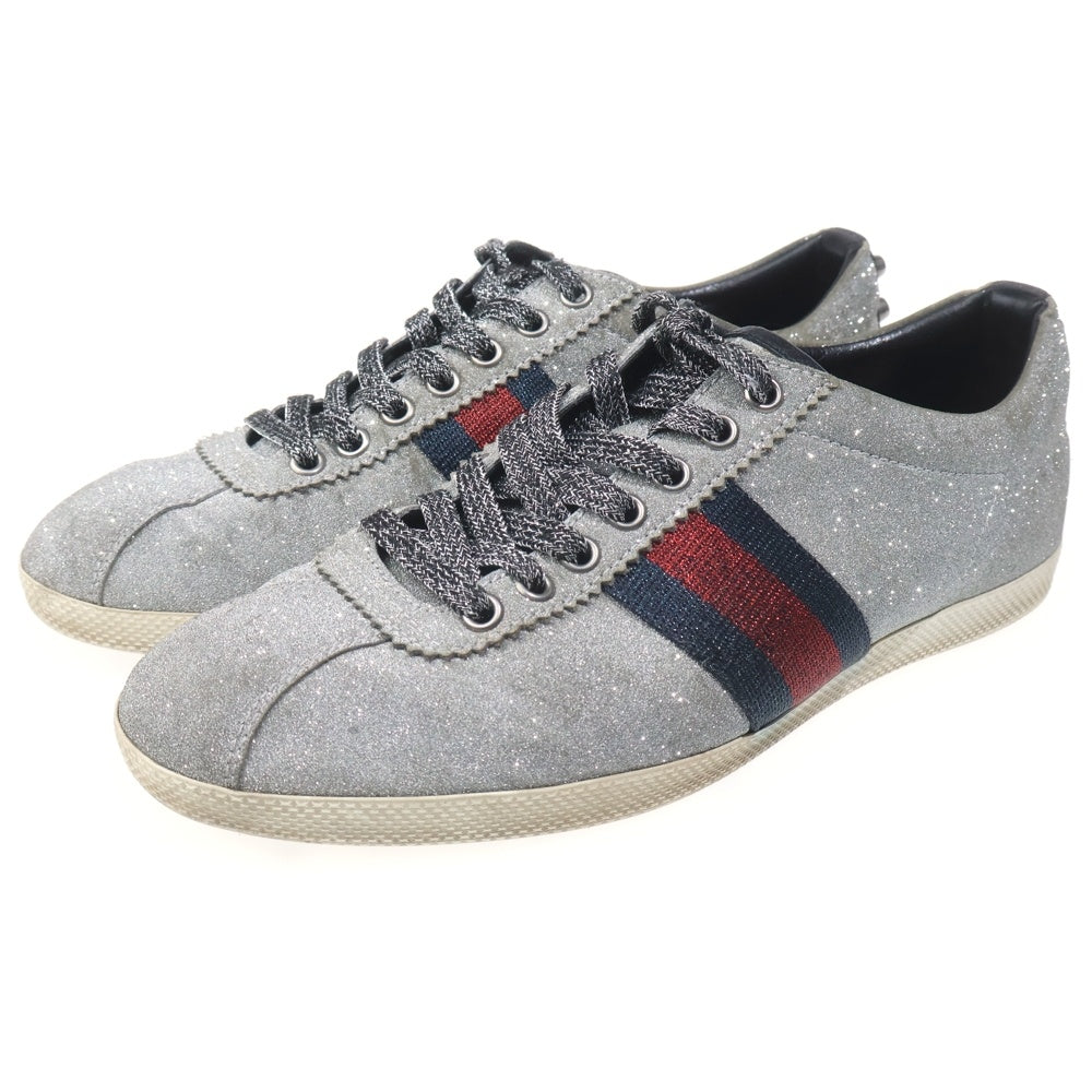 GUCCI(グッチ) シェリーライン グリッター レースアップ ローカットスニーカー 414684 シルバー