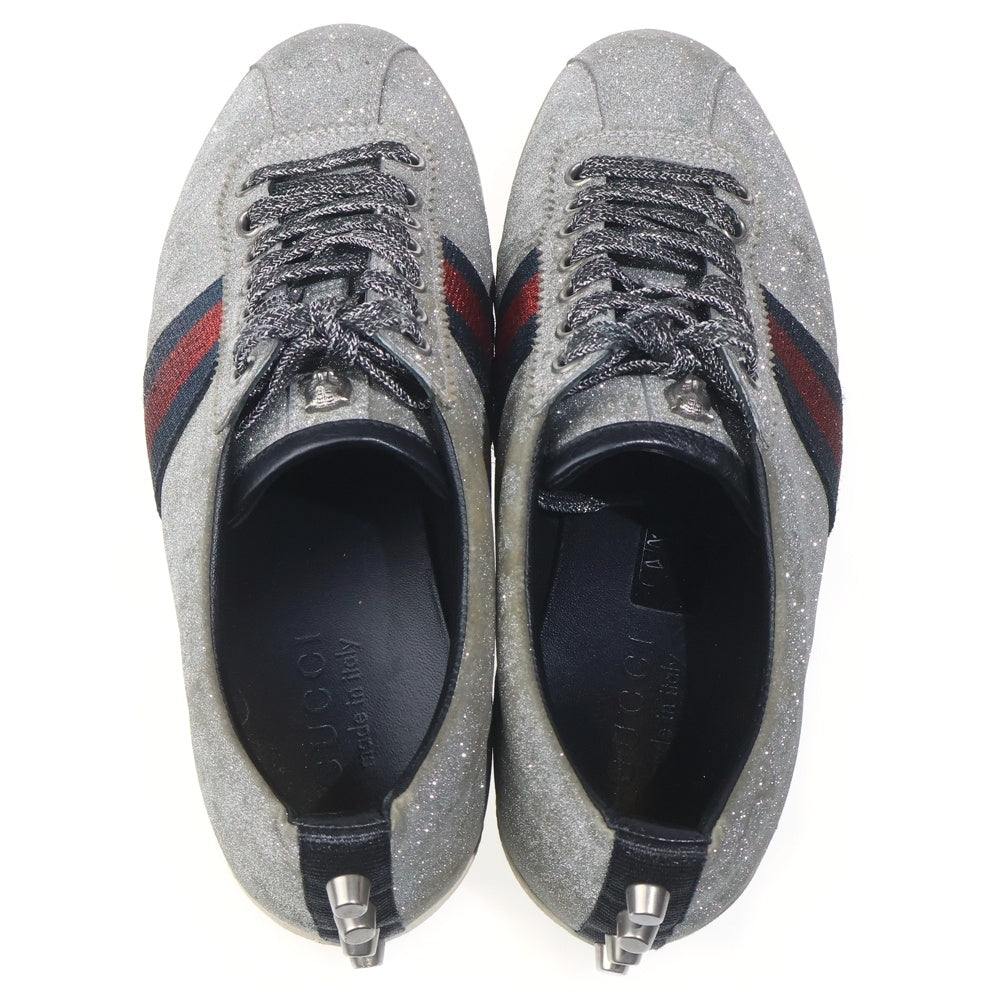 GUCCI(グッチ) シェリーライン グリッター レースアップ ローカットスニーカー 414684 シルバー
