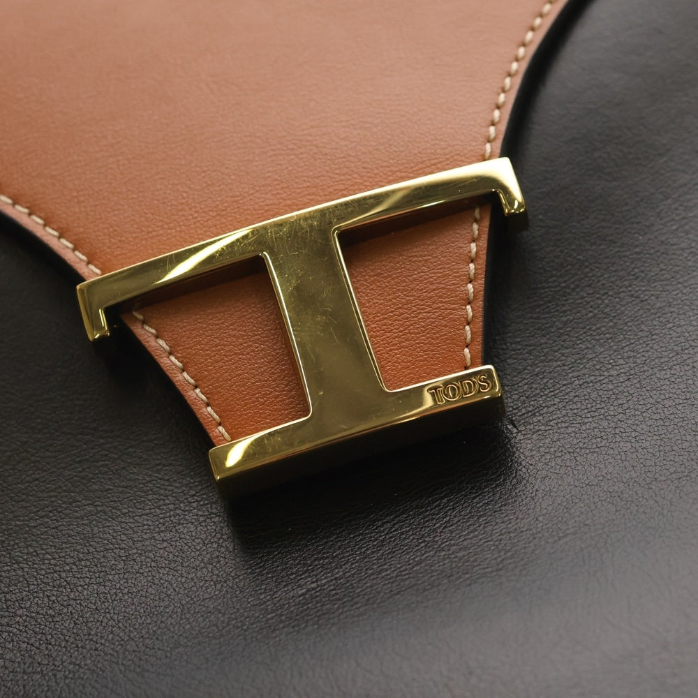 TOD'S(トッズ) T TIMELESS タイムレス 2WAY レザー ハンドバック ショルダーバック ブラック/ブラウン レディース