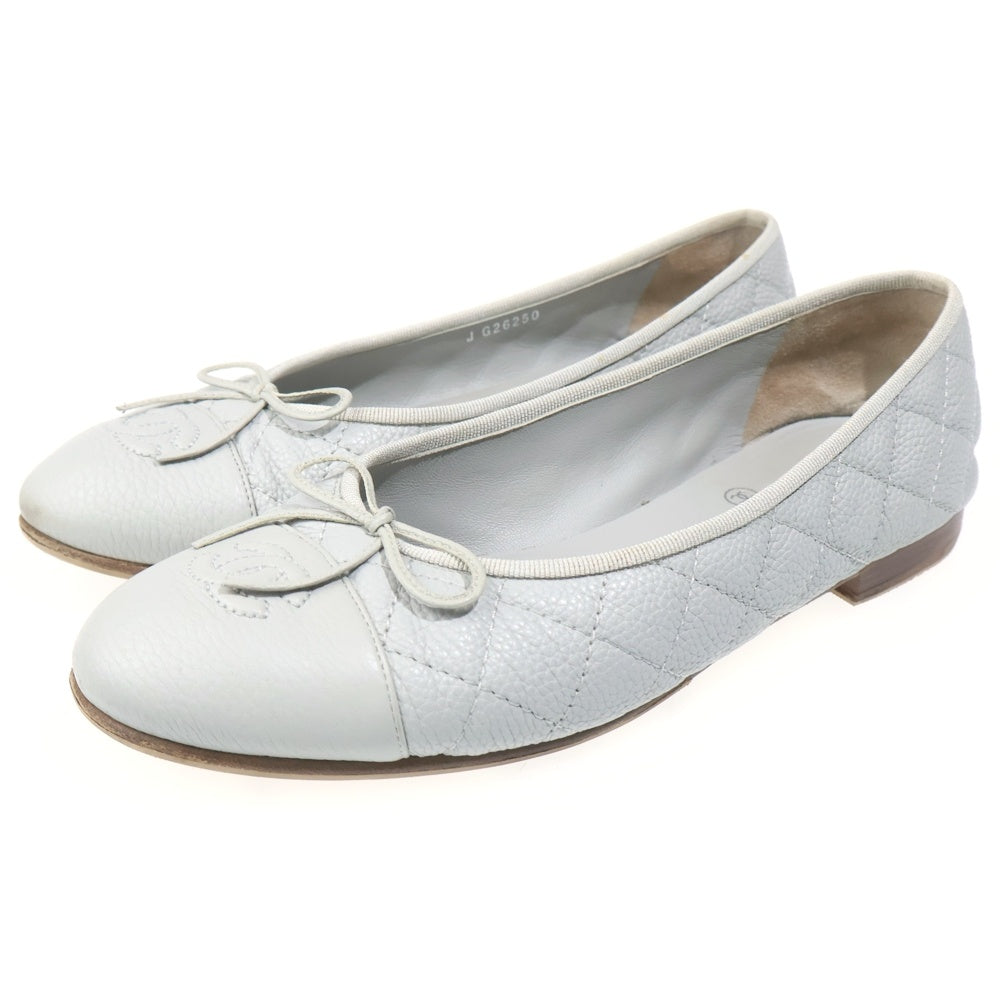 CHANEL(シャネル) BALLET FLATS AGED CALFSKIN バレリーナ エイジド マトラッセ カーフスキン フラットシューズ パンプス レシース グレー G26250 レディース