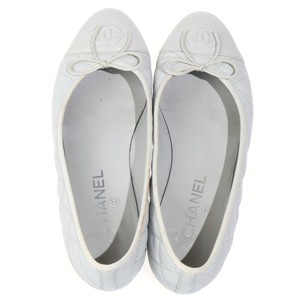 CHANEL(シャネル) BALLET FLATS AGED CALFSKIN バレリーナ エイジド マトラッセ カーフスキン フラットシューズ パンプス レシース グレー G26250 レディース
