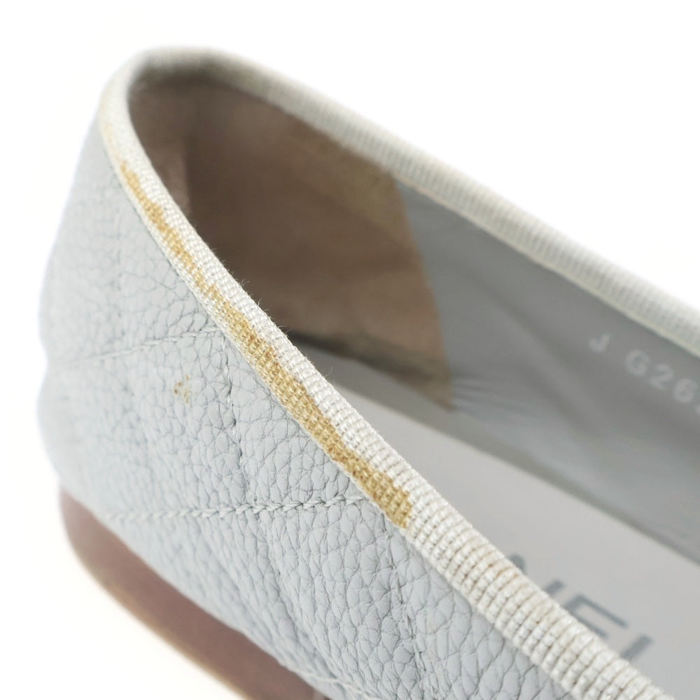 CHANEL(シャネル) BALLET FLATS AGED CALFSKIN バレリーナ エイジド マトラッセ カーフスキン フラットシューズ パンプス レシース グレー G26250 レディース