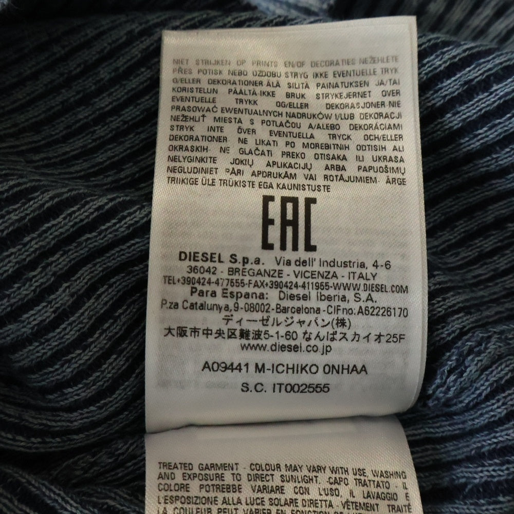 DIESEL(ディーゼル) 24SS Vネックプルオーバー 長袖リブニットトップス ブルー レディース A09441
