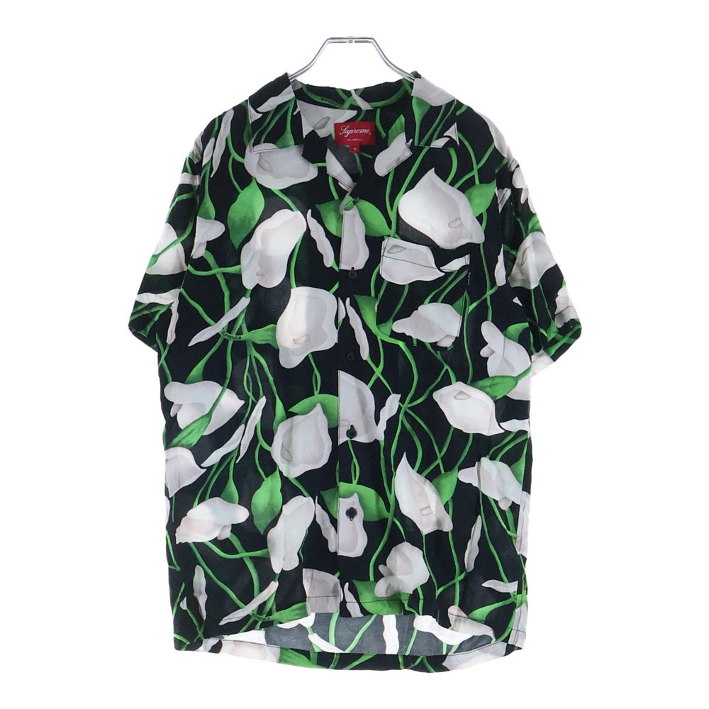 SUPREME(シュプリーム) 18SS Lily Rayon Shirt リリー レーヨン オープンカラー半袖シャツ アロハシャツ ブラック/グリーン