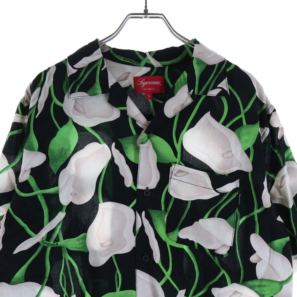 SUPREME(シュプリーム) 18SS Lily Rayon Shirt リリー レーヨン オープンカラー半袖シャツ アロハシャツ ブラック/グリーン