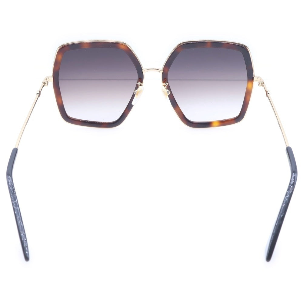 GUCCI(グッチ) インターロッキングロゴ ヘキサゴンフレーム カラーレンズサングラス 眼鏡 アイウェア ゴールド/ブラウン GG0106S レディース