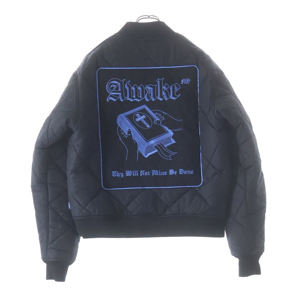 AWAKE NY(アウェイク ニューヨーク) 22AW QUILTED PATCH BOMBER JACKET キルティング パッチ ジップアップボンバージャケット ブラック