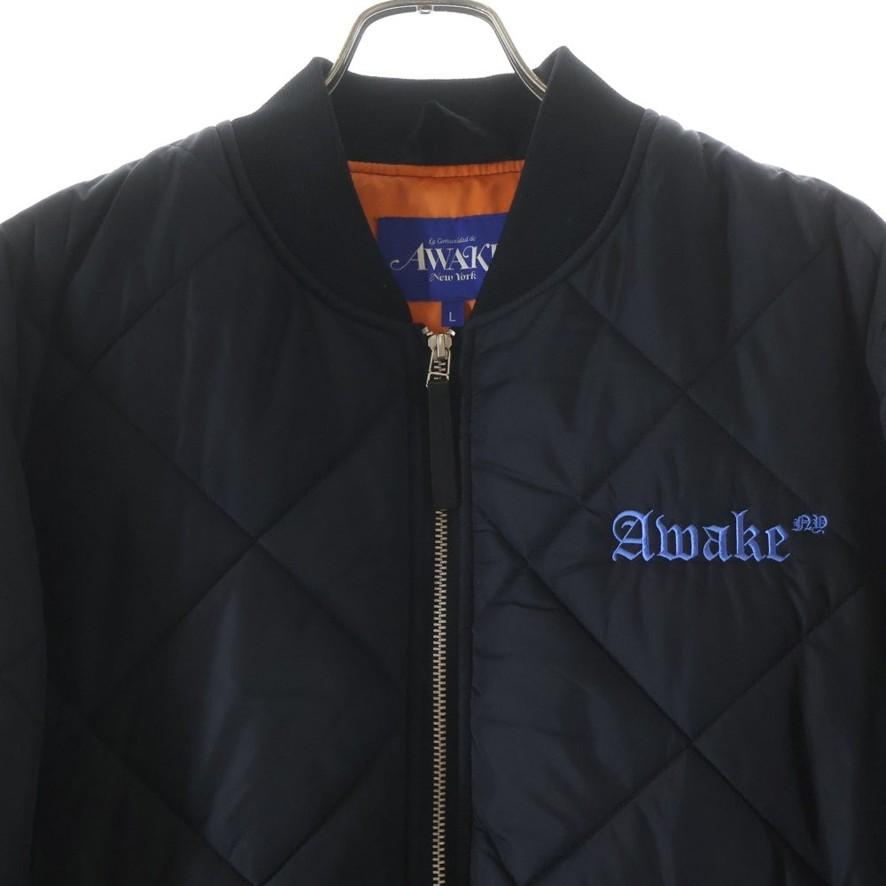 AWAKE NY(アウェイク ニューヨーク) 22AW QUILTED PATCH BOMBER JACKET キルティング パッチ ジップアップボンバージャケット ブラック