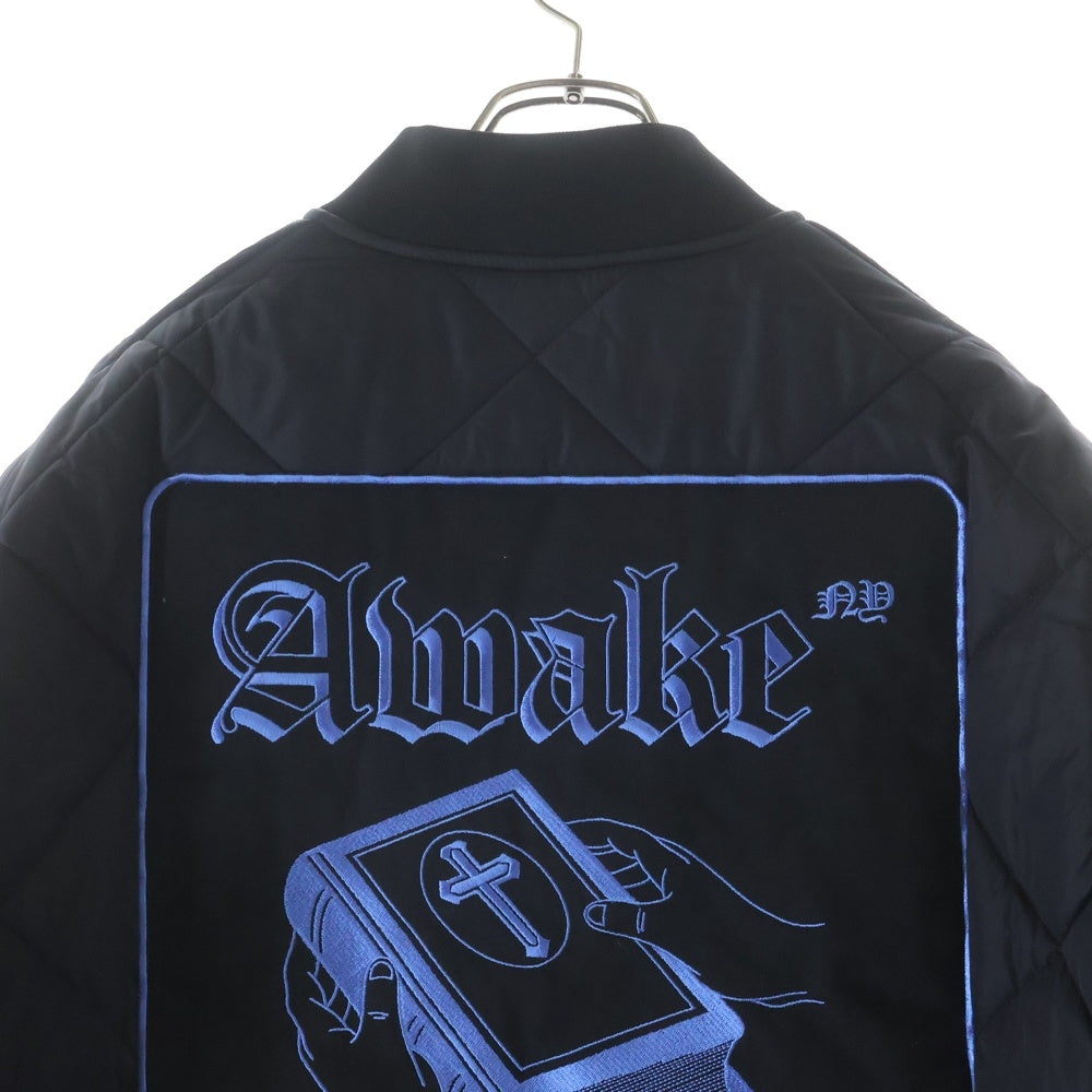 AWAKE NY(アウェイク ニューヨーク) 22AW QUILTED PATCH BOMBER JACKET キルティング パッチ ジップアップボンバージャケット ブラック
