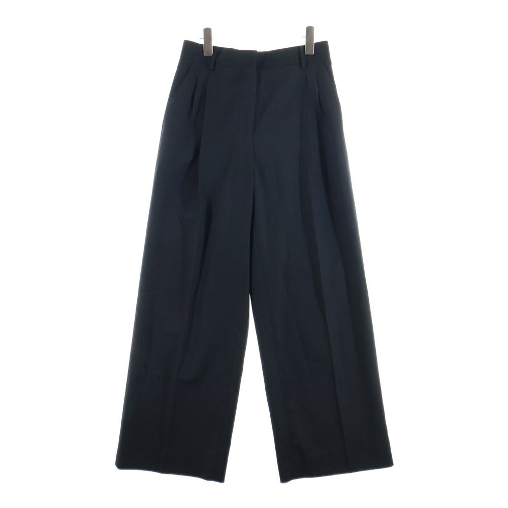 LOEWE(ロエベ) WOOL GABARDINE 2-TUCK WIDE PANTS ウールギャバジン 2タックワイドスラックスパンツ ブラック Q825331X08 レディース