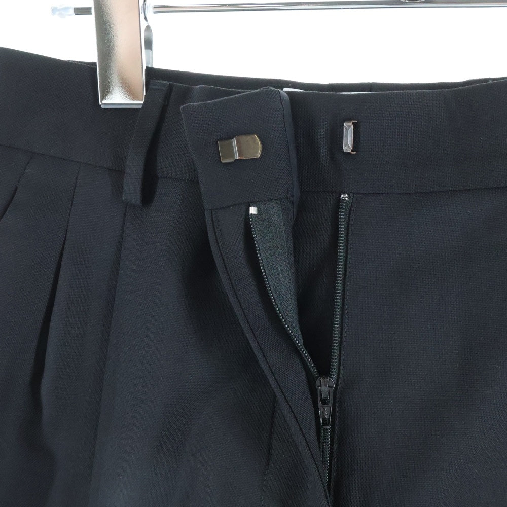 LOEWE(ロエベ) WOOL GABARDINE 2-TUCK WIDE PANTS ウールギャバジン 2タックワイドスラックスパンツ ブラック Q825331X08 レディース