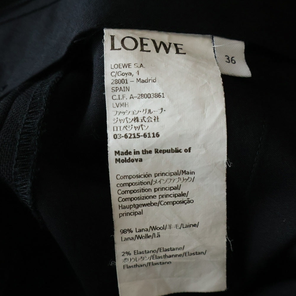 LOEWE(ロエベ) WOOL GABARDINE 2-TUCK WIDE PANTS ウールギャバジン 2タックワイドスラックスパンツ ブラック Q825331X08 レディース
