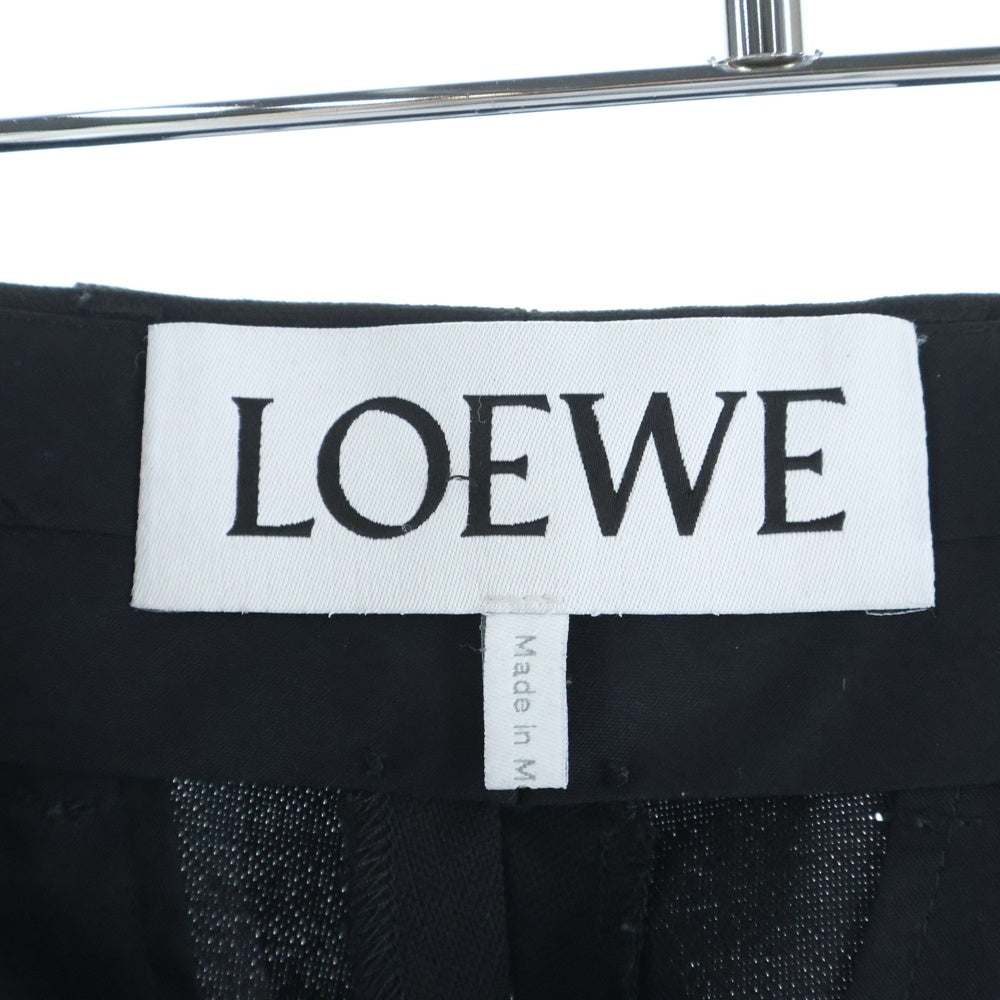 LOEWE(ロエベ) WOOL GABARDINE 2-TUCK WIDE PANTS ウールギャバジン 2タックワイドスラックスパンツ ブラック Q825331X08 レディース