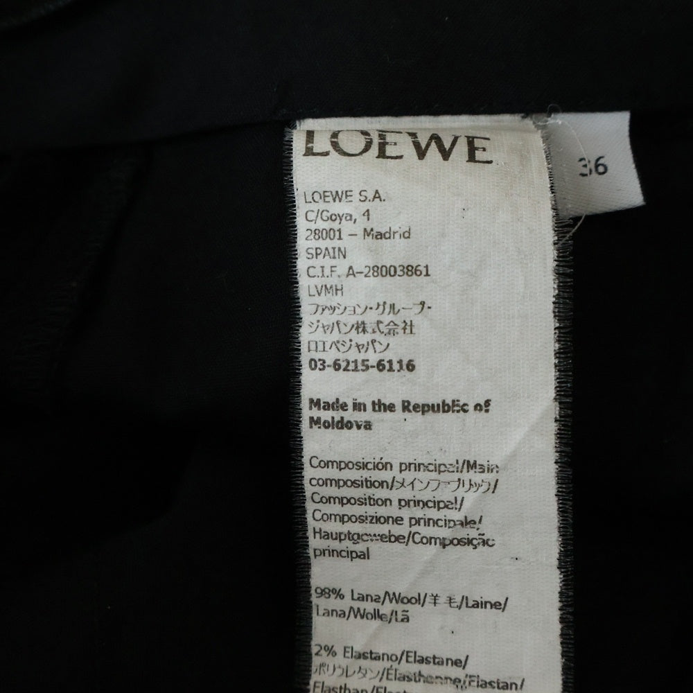LOEWE(ロエベ) WOOL GABARDINE 2-TUCK WIDE PANTS ウールギャバジン 2タックワイドスラックスパンツ ブラック Q825331X08 レディース