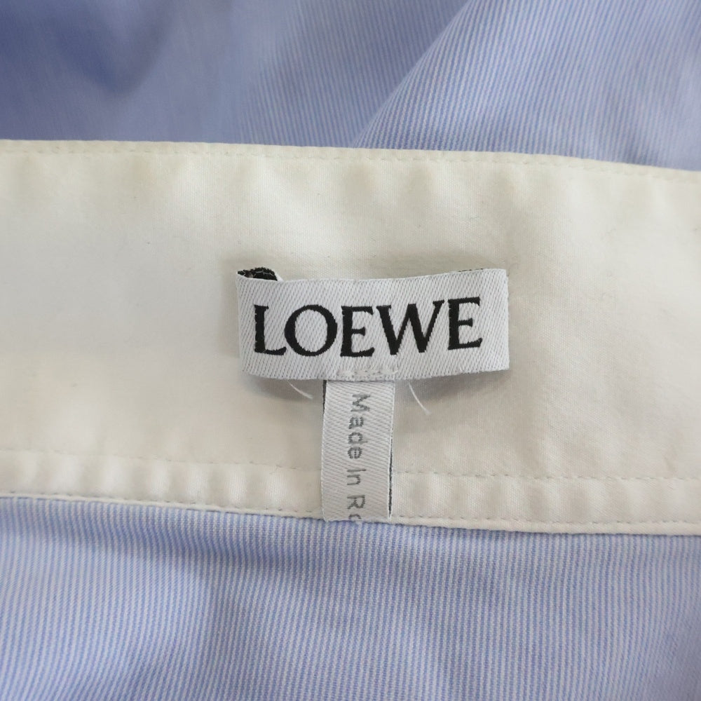LOEWE(ロエベ) スタンドカラー バイカラー アシンメトリー 長袖シャツ ブルー/ホワイト Q825Y05X07 レディース