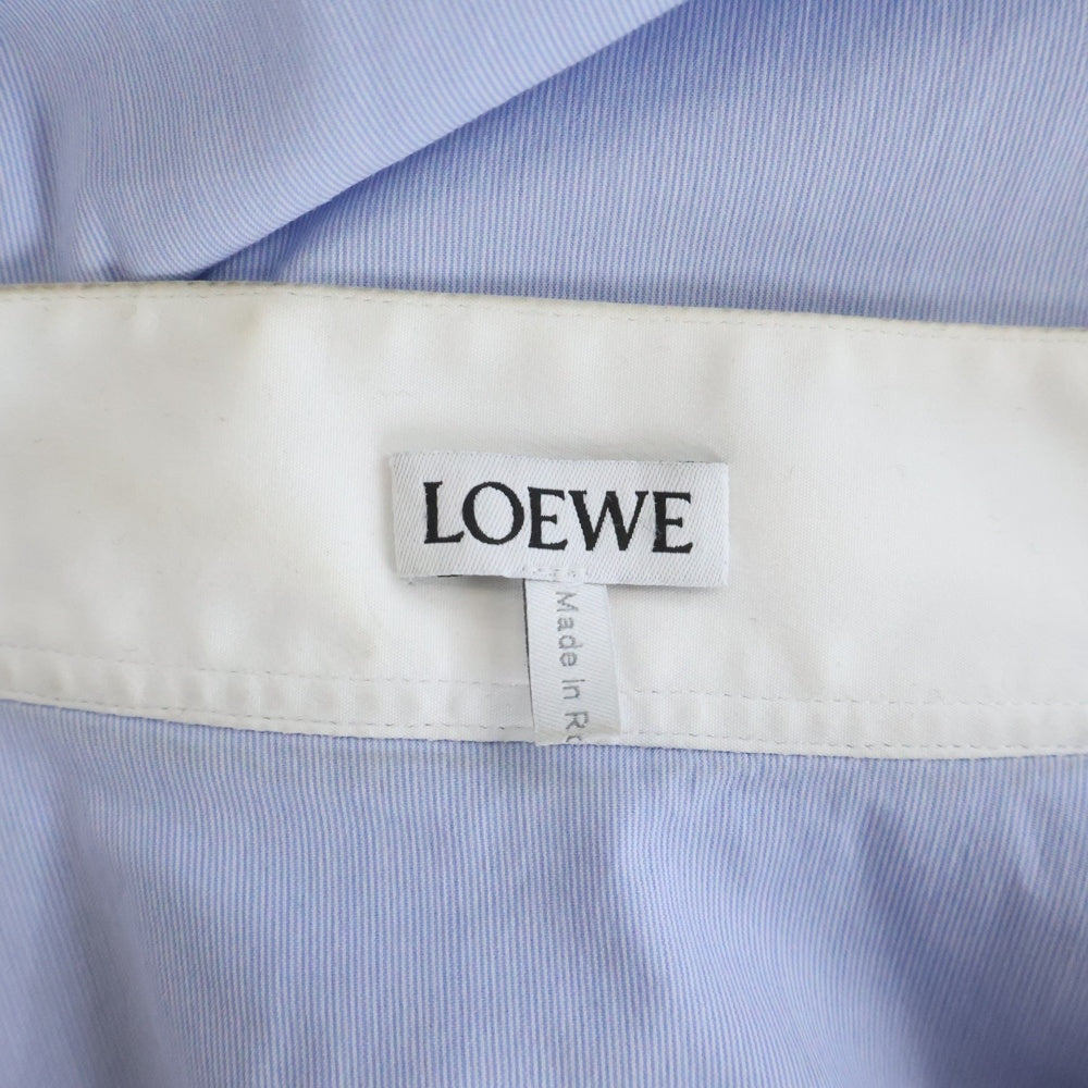 LOEWE(ロエベ) スタンドカラー バイカラー アシンメトリー 長袖シャツ ブルー/ホワイト Q825Y05X07 レディース