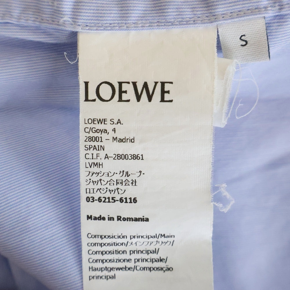 LOEWE(ロエベ) スタンドカラー バイカラー アシンメトリー 長袖シャツ ブルー/ホワイト Q825Y05X07 レディース