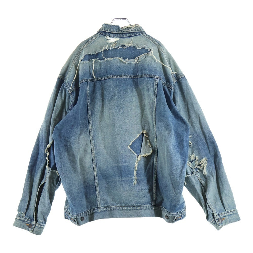 BALENCIAGA(バレンシアガ) 23SS PATCHED DESTROYED JACKET IN ACID BLUE パッチ ダメージ加工 デストロイ デニムジャケット 727840 TNW01 インディゴ