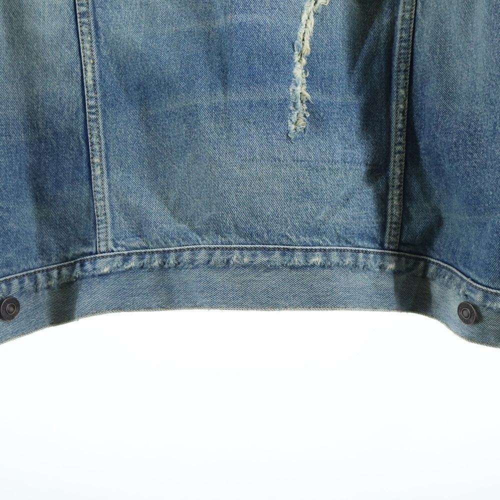 BALENCIAGA(バレンシアガ) 23SS PATCHED DESTROYED JACKET IN ACID BLUE パッチ ダメージ加工 デストロイ デニムジャケット 727840 TNW01 インディゴ