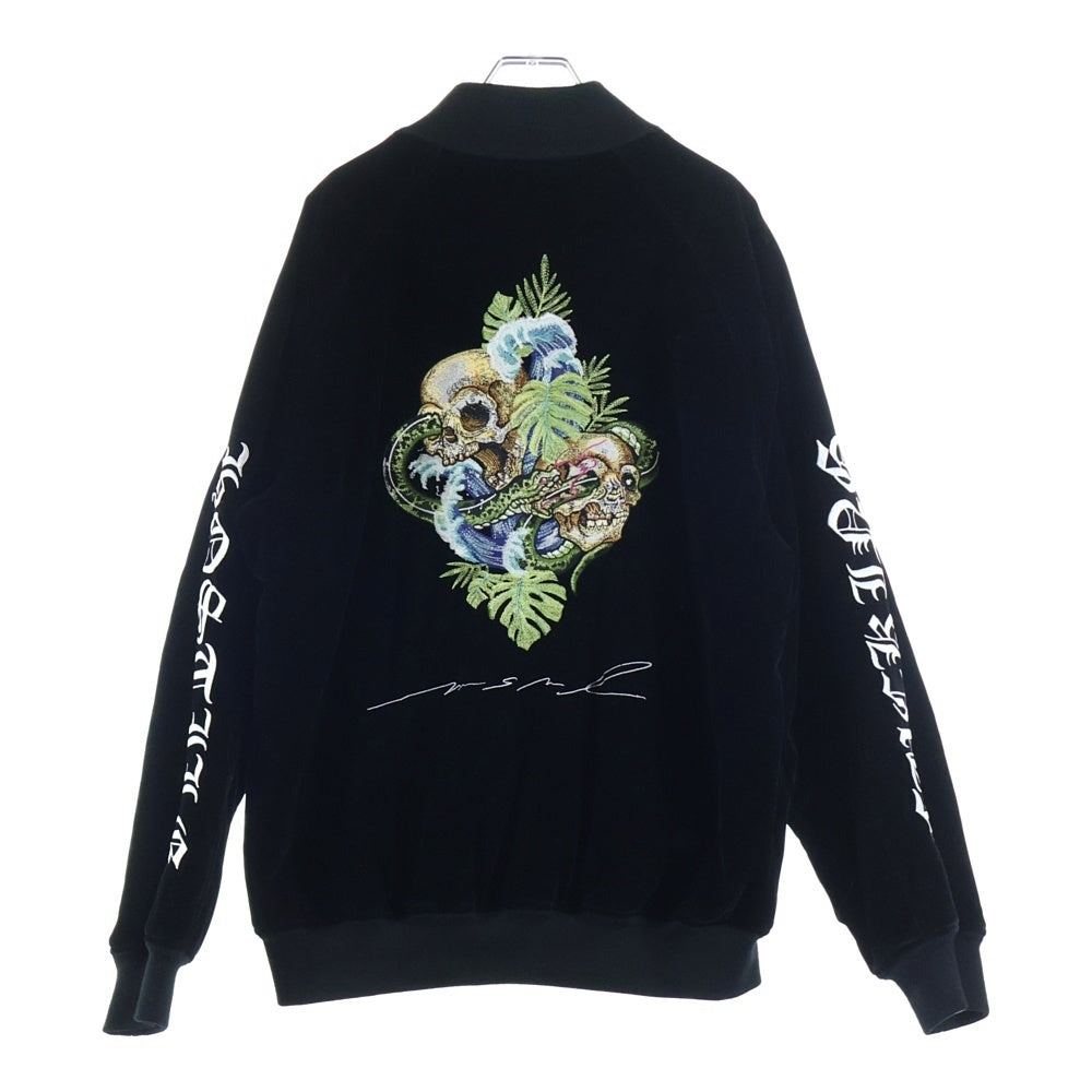 AMERI(アメリ) ×MSML スカル刺繍 ペロア リバーシブル スカジャン ジャケット ブラック M1-02B5-JK04