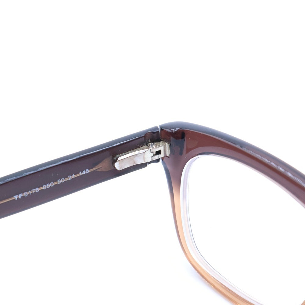 TOM FORD(トムフォード) グローバルフィット ウェリントンシェイプ Tマーク サングラス アイウェア 眼鏡 ブラウン TF5178 度入り