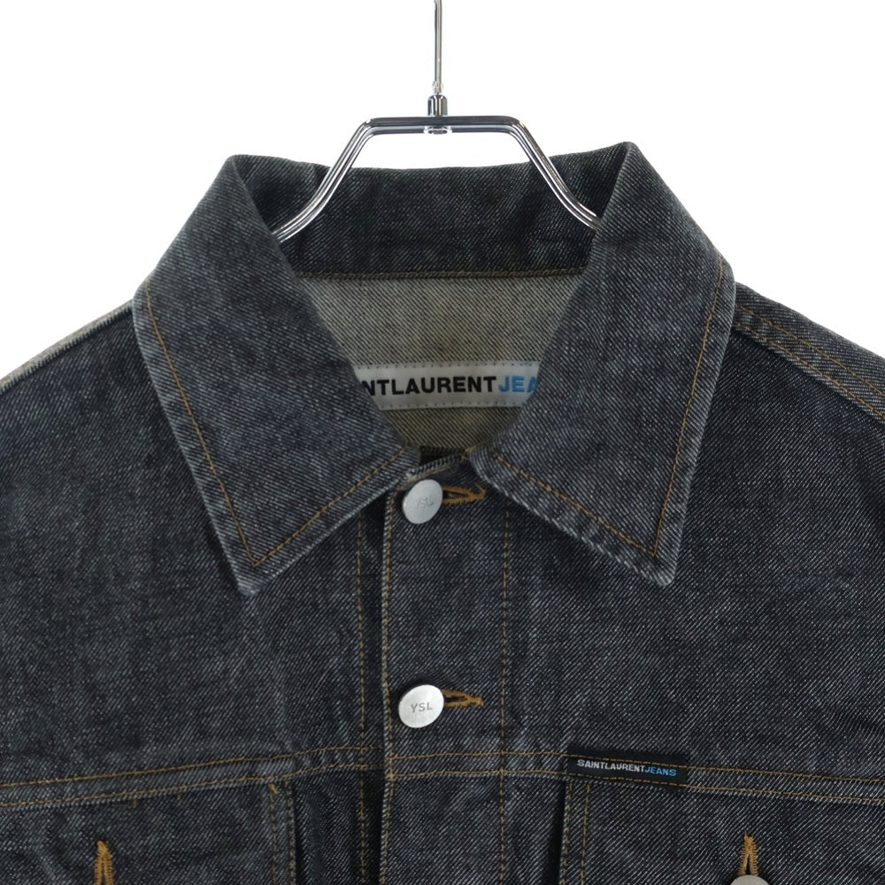 SAINT LAURENT PARIS(サンローランパリ) JEANS YSLボタン デニムジャケット ブラック YG00A093