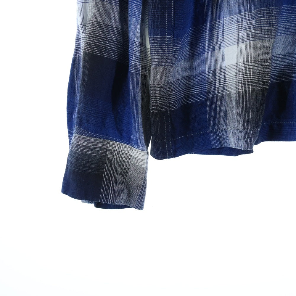 WACKO MARIA(ワコマリア) 13SS オンブレチェック柄 レーヨン 長袖ネルシャツ ブルー 13SS-OMB-10