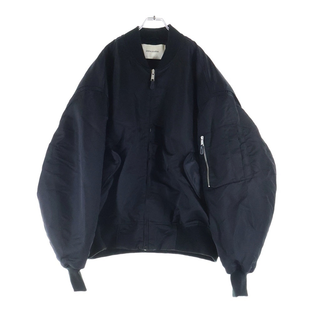 entire studios(エンタイア スタジオ) 25SS BROAD BOMBER ナイロン キルティング ジップアップ ボンバー ジャケット ブラック ES2540
