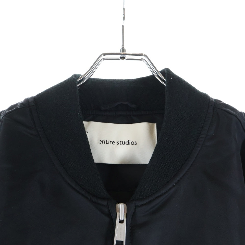 entire studios(エンタイア スタジオ) 25SS BROAD BOMBER ナイロン キルティング ジップアップ ボンバー ジャケット ブラック ES2540