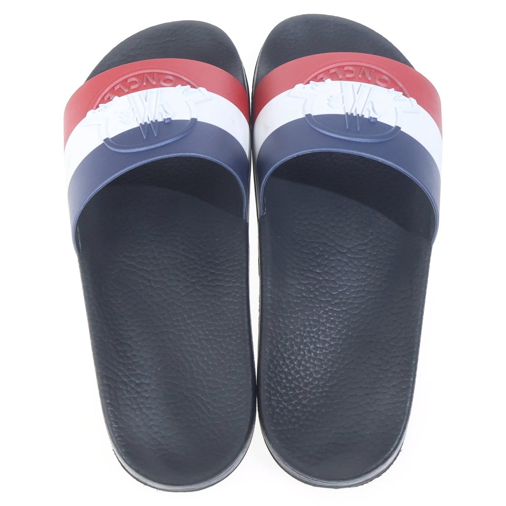 MONCLER(モンクレール) BASILE バジーレ シャワー トリコロール フラット スライド サンダル シューズ ブラック