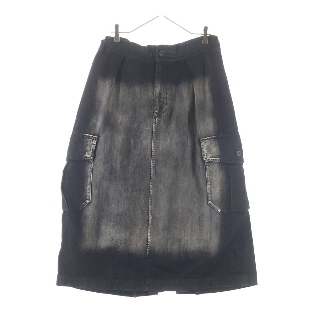 Y's(ワイズ) 25AW SPOTTED DENIM SIDE POCKET STRAIGHT SKIRT ストップド サイドポケット デニムスカート レディース ブラック YL-S95-005