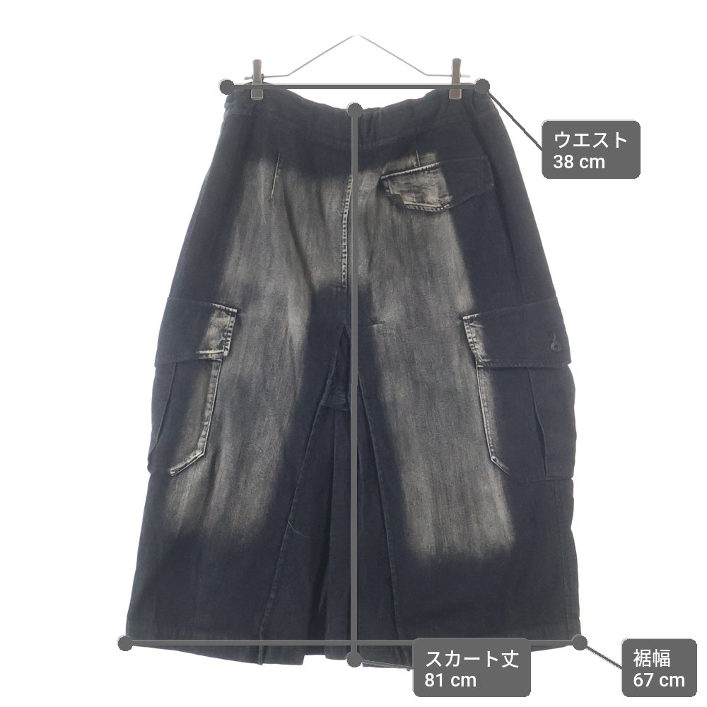 Y's(ワイズ) 25AW SPOTTED DENIM SIDE POCKET STRAIGHT SKIRT ストップド サイドポケット デニムスカート レディース ブラック YL-S95-005