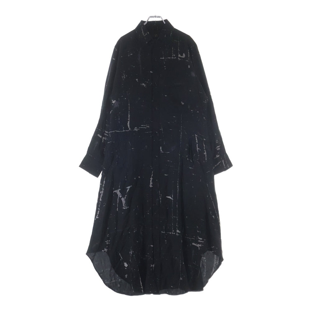 Y's(ワイズ) 25AW ANGEL PRINT DUNGAREE TWILL SHIRT エンジェル プリント ダンガリー ツイル ドレスシャツ レディース ブラック YL-D02-205