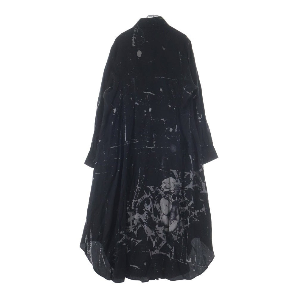 Y's(ワイズ) 25AW ANGEL PRINT DUNGAREE TWILL SHIRT エンジェル プリント ダンガリー ツイル ドレスシャツ レディース ブラック YL-D02-205
