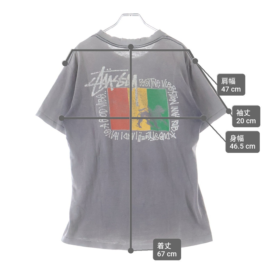 STUSSY(ステューシー) 80S VINTAGE RASTA LION TEE ヴィンテージ ラスタライオン 両面プリントTシャツ 初期黒タグ 半袖クルーネックカットソー ブラック