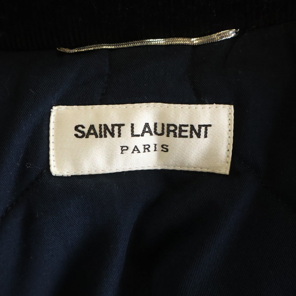 SAINT LAURENT PARIS(サンローランパリ) 17AW フロント刺繍 コーデュロイ スタジアムジャンパー バーシティジャケット スタジャン ブラック 485686 Y006R