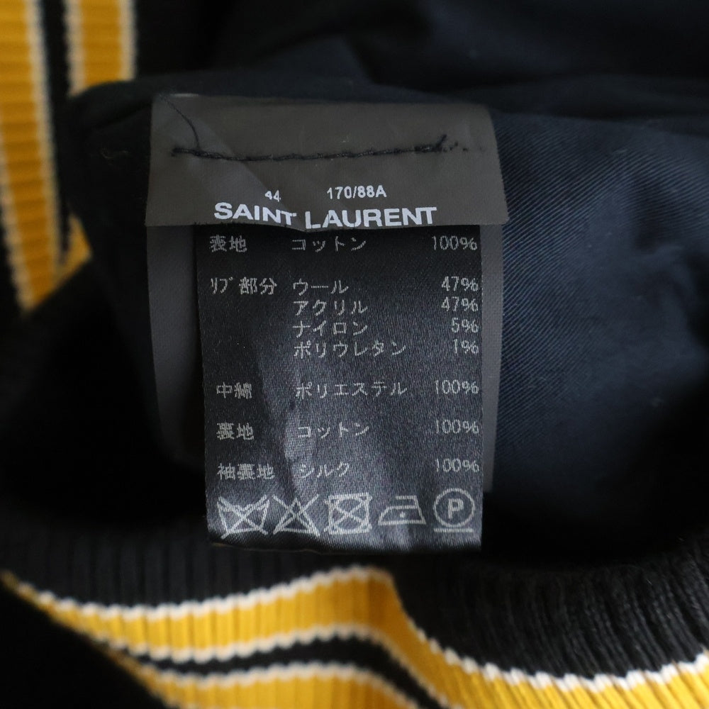 SAINT LAURENT PARIS(サンローランパリ) 17AW フロント刺繍 コーデュロイ スタジアムジャンパー バーシティジャケット スタジャン ブラック 485686 Y006R