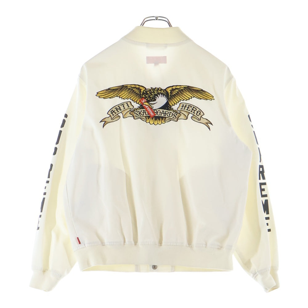 SUPREME(シュプリーム) 16SS ×ANTI HERO Bomber Jacket アンタイヒーロー バック刺繍 ボンバージャケット ホワイト