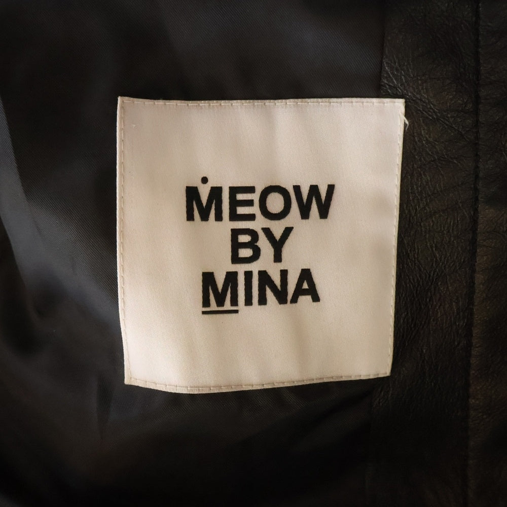 MEOW BY MINA (ミヤウバイミナ) シープスキン バンダナ切り替え レザートラッカージャケット ブラック レディース