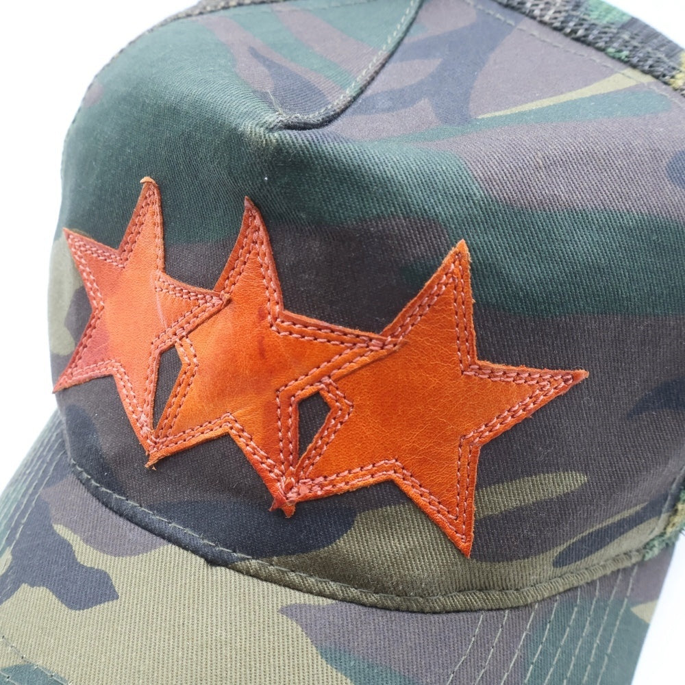 CHROME HEARTS(クロムハーツ) TRUCKER CAP オールド レザースターパッチ カモ柄 メッシュ トラッカーキャップ カーキ