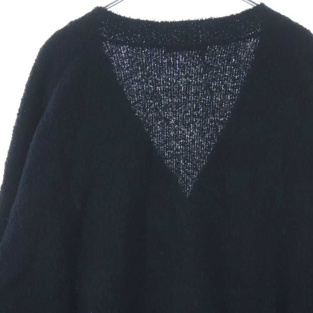 AURALEE(オーラリー) 22SS COTTON LINEN CUT SHAGGY KNIT CARDIGAN コットン リネン カット シャギーニット ダブルポケット カーディガン ブラック A22SC01FL