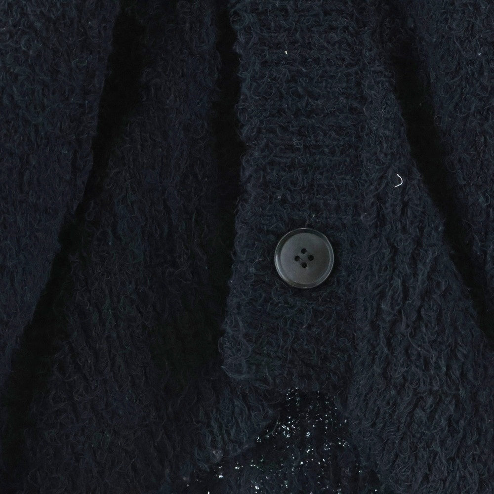 AURALEE(オーラリー) 22SS COTTON LINEN CUT SHAGGY KNIT CARDIGAN コットン リネン カット シャギーニット ダブルポケット カーディガン ブラック A22SC01FL
