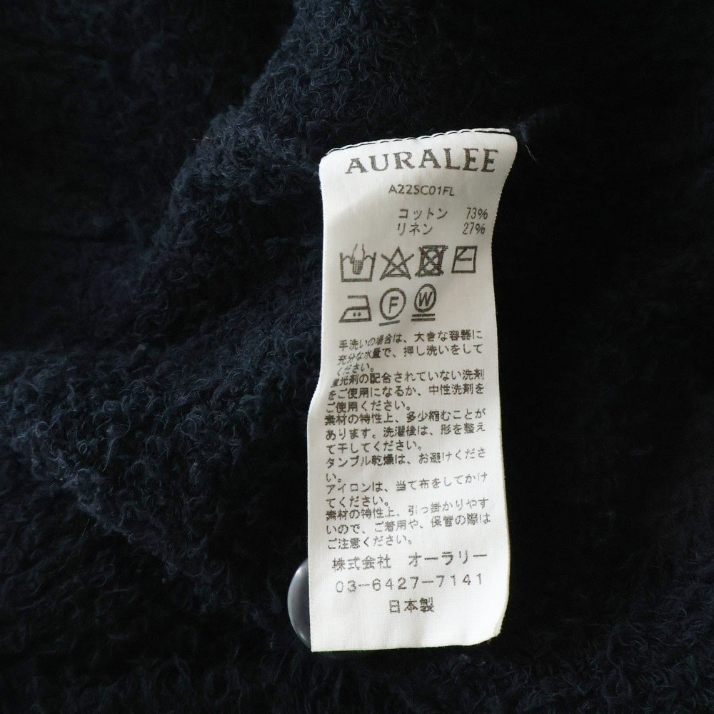 AURALEE(オーラリー) 22SS COTTON LINEN CUT SHAGGY KNIT CARDIGAN コットン リネン カット シャギーニット ダブルポケット カーディガン ブラック A22SC01FL