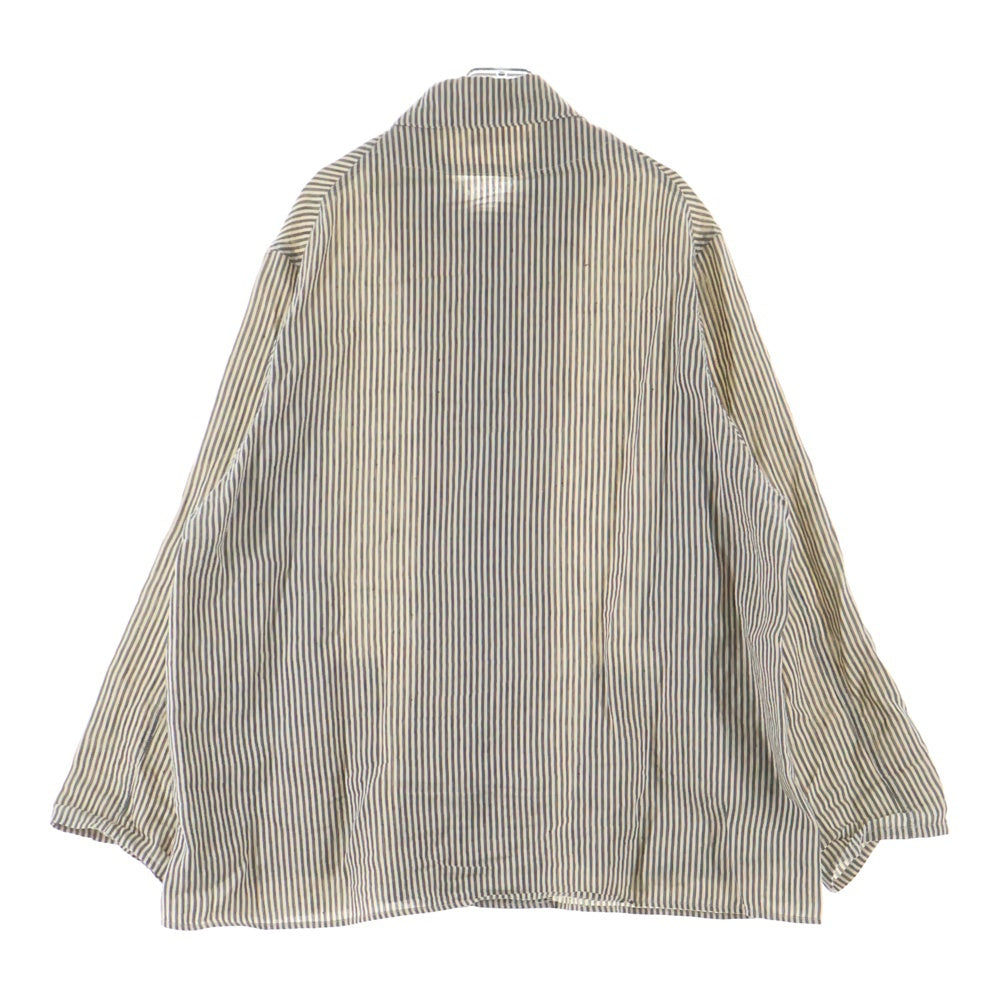MAATEE&SONS(マーティーアンドサンズ) SHIRTS JACKET C/L/N シャツ ジャケット リネン ストライプ 長袖シャツ ベージュ MT4103-0610B