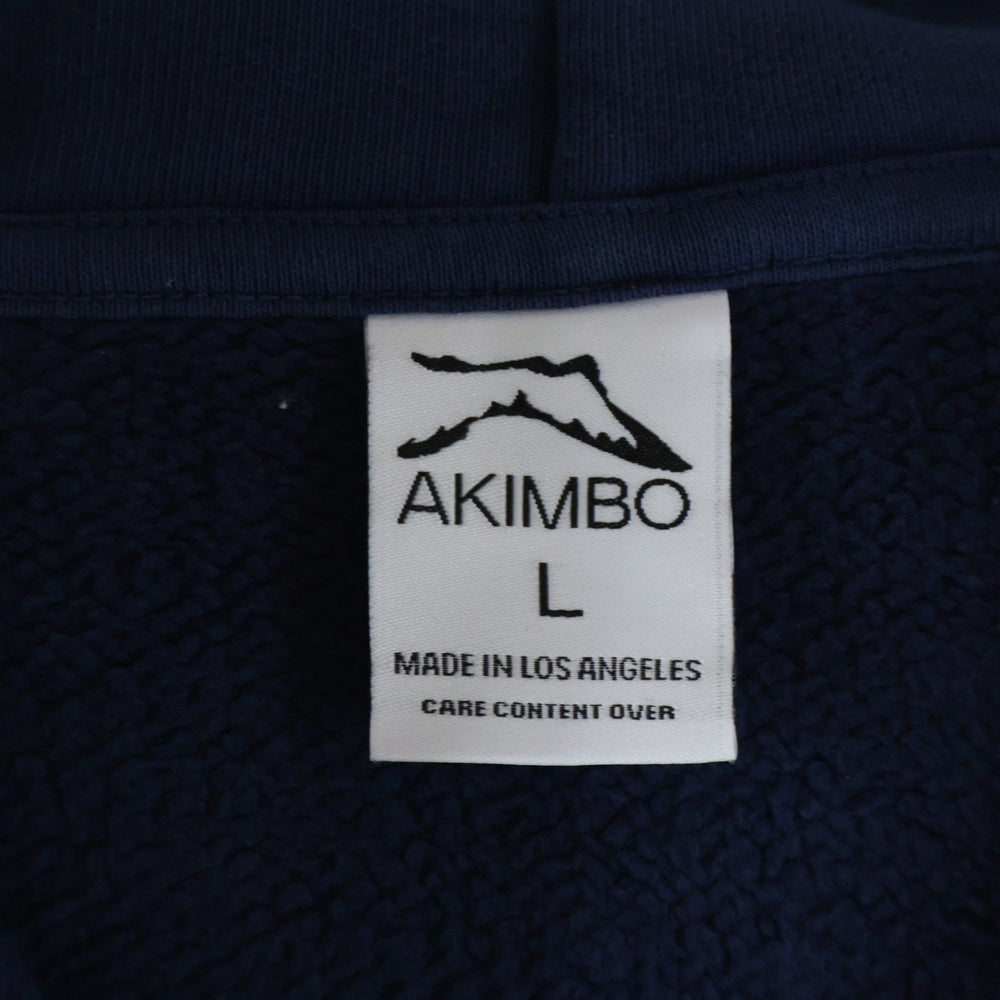 NO BRAND(ノーブランド) AKIMBO CLUB NY YANKEE NOODLE ZIP UP HOODIE アキンボクラブ ヤンキーヌードル ロゴプリント ジップアップ スウェットパーカー フーディー ネイビー