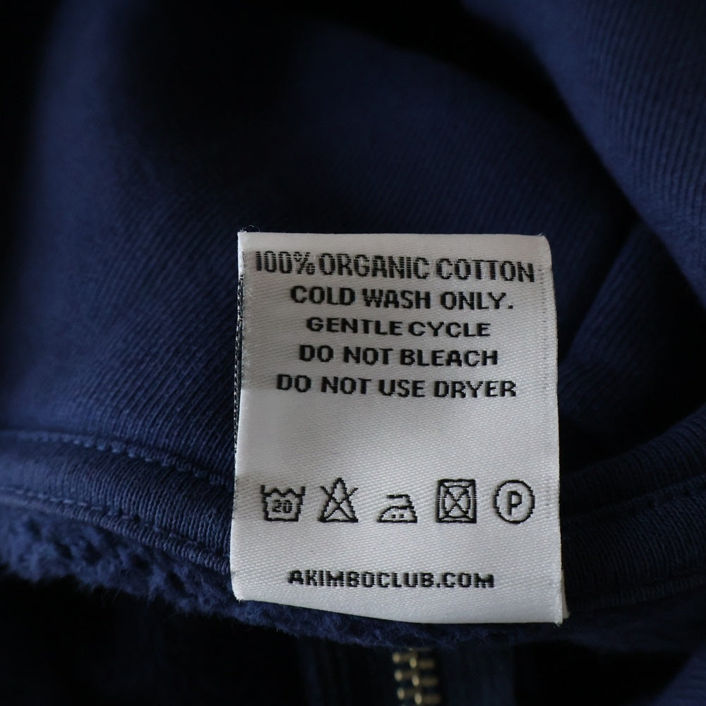 NO BRAND(ノーブランド) AKIMBO CLUB NY YANKEE NOODLE ZIP UP HOODIE アキンボクラブ ヤンキーヌードル ロゴプリント ジップアップ スウェットパーカー フーディー ネイビー